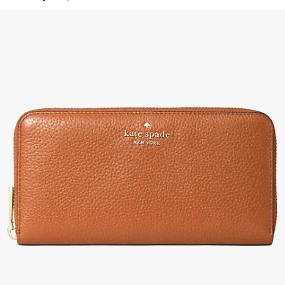 Kate Spade long zip wallet in chestnut brown leather